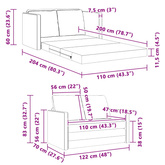 Sofa Bed Kremowy 204 x 122 x 60 cm Aksamit