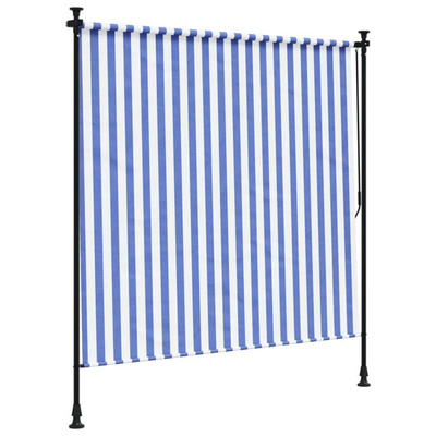 vidaXL Roleta zewnętrzna, niebiesko-biała, 200x270 cm, tkanina i stal