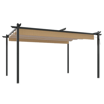 vidaXL Altana ogrodowa ze zwijanym dachem, 4x3 m, kolor taupe