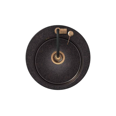 ART JAMES 210 (Ø51x20) Art Copper Black Pearl z syfonem manualnym, baterią Maggie PVD i dozownikiem - czarny opalizacja miedziana
