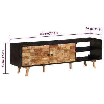 vidaXL Szafka pod TV, 140x30x45 cm, surowe drewno mango i akacjowe