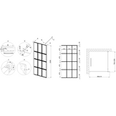 Kabina walk-in ii 100x200cm geometryczna 8mm shiny-glass czarny AK-32-107-S Invena