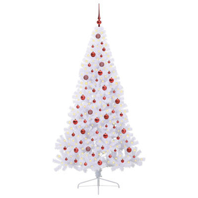 Sztuczna choinka z 300 diodami LED Biały 210 cm PVC i stal