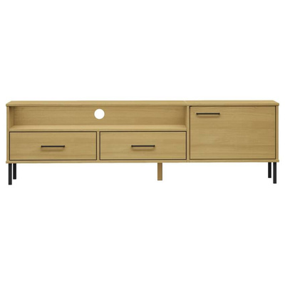 vidaXL Szafka pod TV OSLO, metalowe nóżki, brązowa, sosnowa model standard