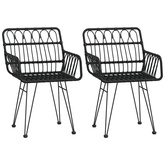 vidaXL Krzesła ogrodowe, 2 szt., czarne, 56x64x80 cm, rattan PE