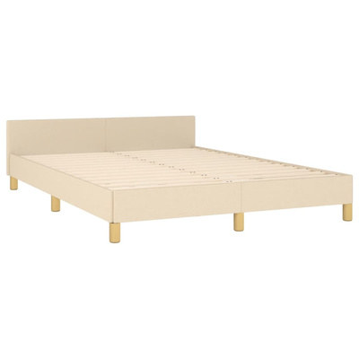 vidaXL Rama łóżka z zagłówkiem, kremowa, 140x190 cm, obita tkaniną model standard