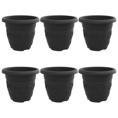 Okrągła doniczka na kwiaty 6 pcs Czarny ? 30 x 25 cm