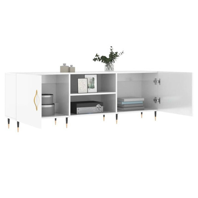 vidaXL Szafka pod TV, wysoki połysk, biała, 150x30x50 cm