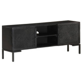 vidaXL Szafka pod TV, czarna, 115x30x46 cm, lite drewno mango