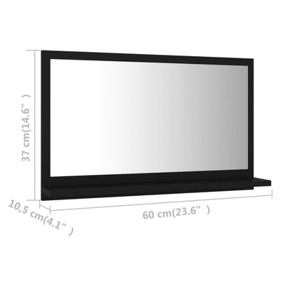 vidaXL Lustro łazienkowe, czarne 60x10,5x37cm, materiał drewnopochodny