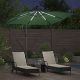 Parasol plażowy z paskami LED Zielony 249 x 249 x 250 cm