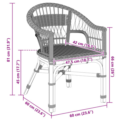 Krzesło składane rattan naturalny 60 x 60 x 81 cm