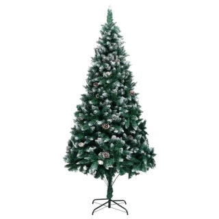 vidaXL Sztuczna choinka z szyszkami i białym śniegiem 240 cm