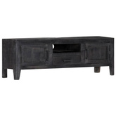 vidaXL Szafka pod TV, czarna, 118 x 30 x 40 cm, lite drewno mango