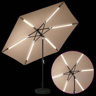 Parasol ogrodowy z oświetleniem LED i podstawą 300 x 300 cm