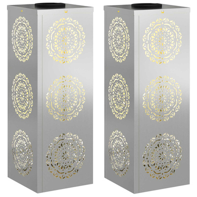 Słoneczna LED lampa na ścieżkę 2 pcs Srebrny Stal ocynkowana