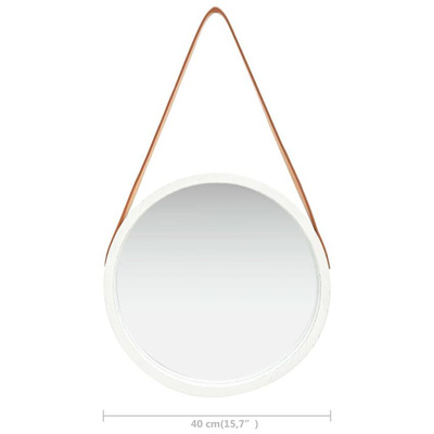 vidaXL Lustro ścienne na pasku, 40 cm, białe