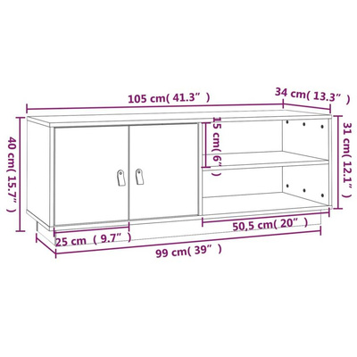 vidaXL Szafka pod TV, biała, 105x34x40 cm, lite drewno sosnowe