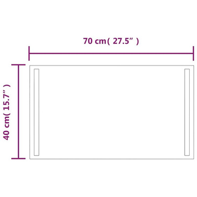 vidaXL Lustro łazienkowe z LED, 70x40 cm