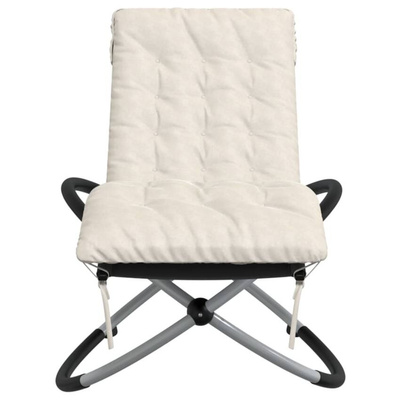 vidaXL Geometryczny leżak z poduszką, czarno-szary, stalowy