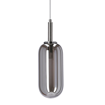 Lampa wisząca FIUGGI srebrna - ze szklanym z podłużnym kloszem – nowoczesna lampa LED nad stół