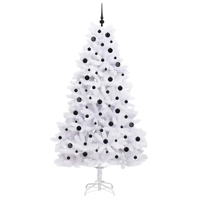 Sztuczna choinka z zawiasami z podstawą Biały 210 cm PVC i stal