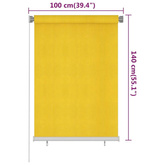 vidaXL Roleta zewnętrzna, 100x140 cm, żółta, HDPE