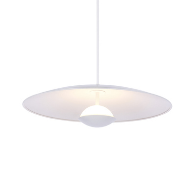 Lampa wisząca LUND 48 cm minimalistyczna – biały klosz talerz - skandynawska lampa do jadalni i salonu LED