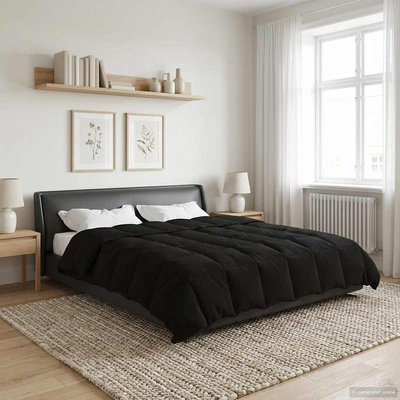 Zimowa Kołdra Kwiłtowany Czarny 200 x 200 cm Mikrofibra