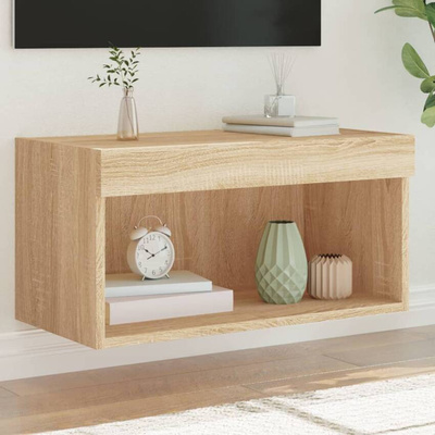 vidaXL Szafka pod TV, z oświetleniem LED, dąb sonoma, 60x30x30 cm