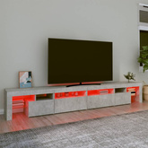 vidaXL Szafka pod TV z oświetleniem LED, szarość betonu, 260x36,5x40cm
