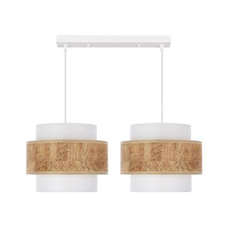 Lampa wisząca z abażurami Cork biało‑beżowa podwójna nad stół nowoczesna