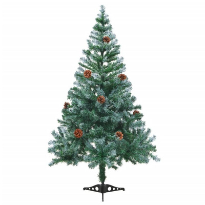 vidaXL Sztuczna, oszroniona choinka, lampki, bombki i szyszki, 150 cm
