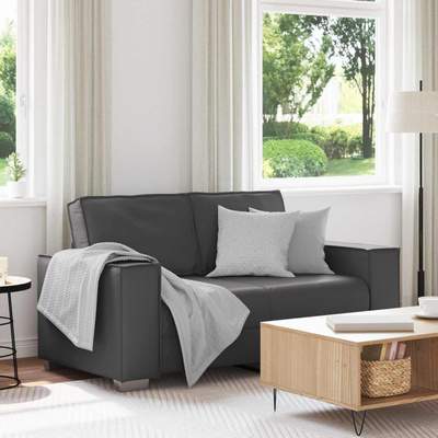 Sofa dwuosobowa Szary 160 cm Skóra ekologiczna
