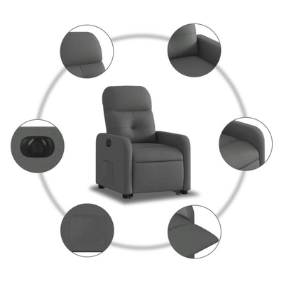 vidaXL Podnoszony fotel masujący, elektryczny, rozkładany, ciemnoszary wariant 18