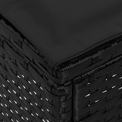 Pufa ogrodowa z poduszką Czarny 80 x 38 x 45 cm Rattan PE