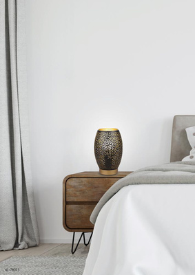 Lampka nocna Venus ażurowa czarno-złota metalowa E27