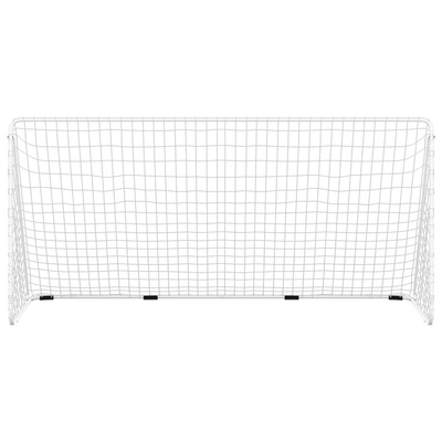 Bramka piłkarska z siatką, biała, 366x122x182, stalowa