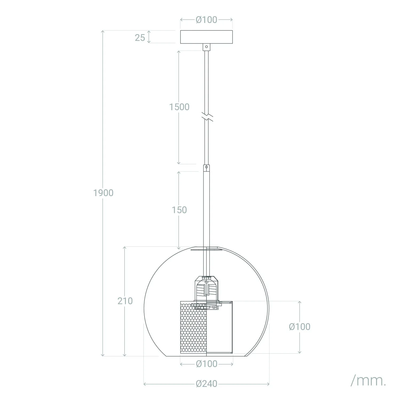 Lampa Wisząca Złota Szklana Abruzzo Nobile E27