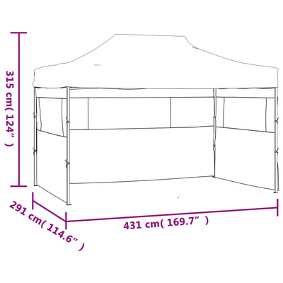 Rozkładany namiot z 3 ściankami, 3 x 4,5 m, niebieski