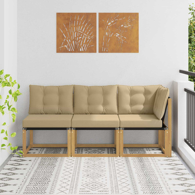 3 szt. Modułowa sofa na zewnątrz Biały