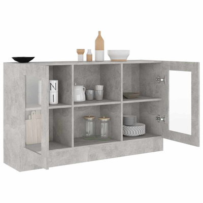 Witryna, szarość betonu 120x30,5x70 cm, materiał drewnopochodny