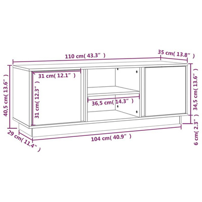 Szafka pod TV, miodowy brąz, 110x35x40,5cm, lite drewno sosnowe vidaXL