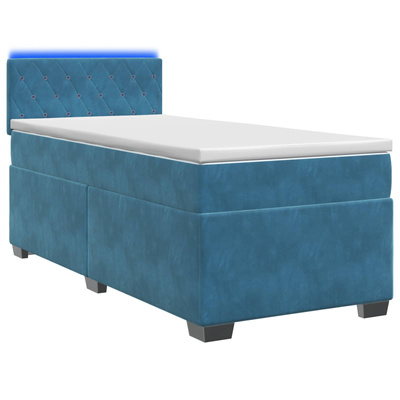 Łóżko Box Spring z materacem i LED niebieski 80 x 200 cm Welur