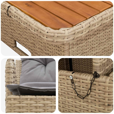 Sofa ogrodowa z podłokietnikami i podnoszonym stołem 2 Sztuka