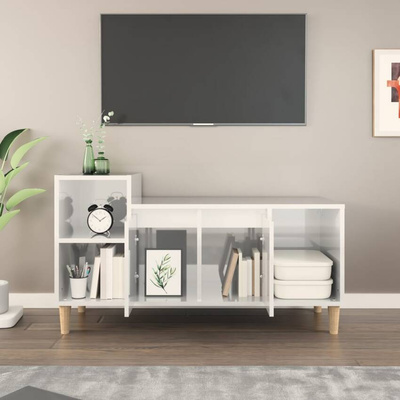 vidaXL Szafka pod TV, wysoki połysk, biała, 100x35x55 cm wariant 4