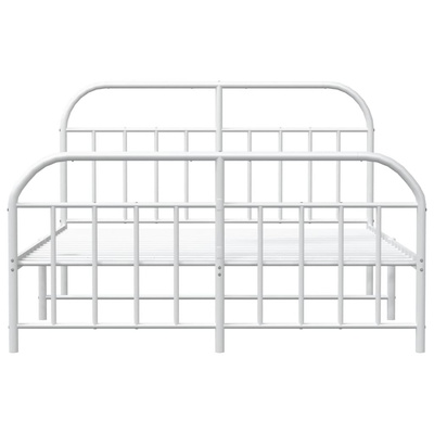 vidaXL Metalowa rama łóżka z wezgłowiem i zanóżkiem, biała, 140x190 cm