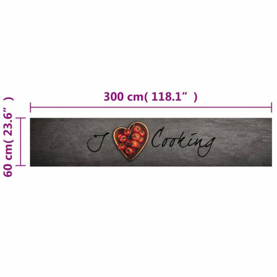 vidaXL Dywanik kuchenny z napisem Cooking, 60x300 cm, aksamitny