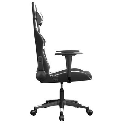vidaXL Fotel gamingowy, czarno-biały, sztuczna skóra model standard