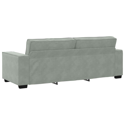 Sofa 3-osobowa, jasnoszara, 220x78x84 cm, tapicerowana aksamitem